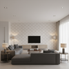 Leaf Trellis white — Living Room Room Setting