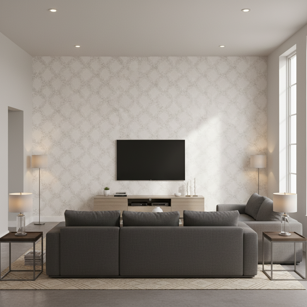 Leaf Trellis white — Living Room Room Setting