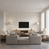 Leaf Trellis white — Living Room Room Setting