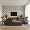 Leaf Trellis cream — Living Room Room Setting