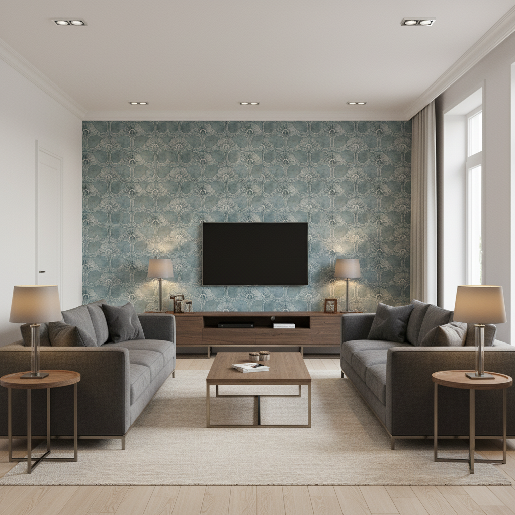 Odessa steel blue — Living Room Room Setting