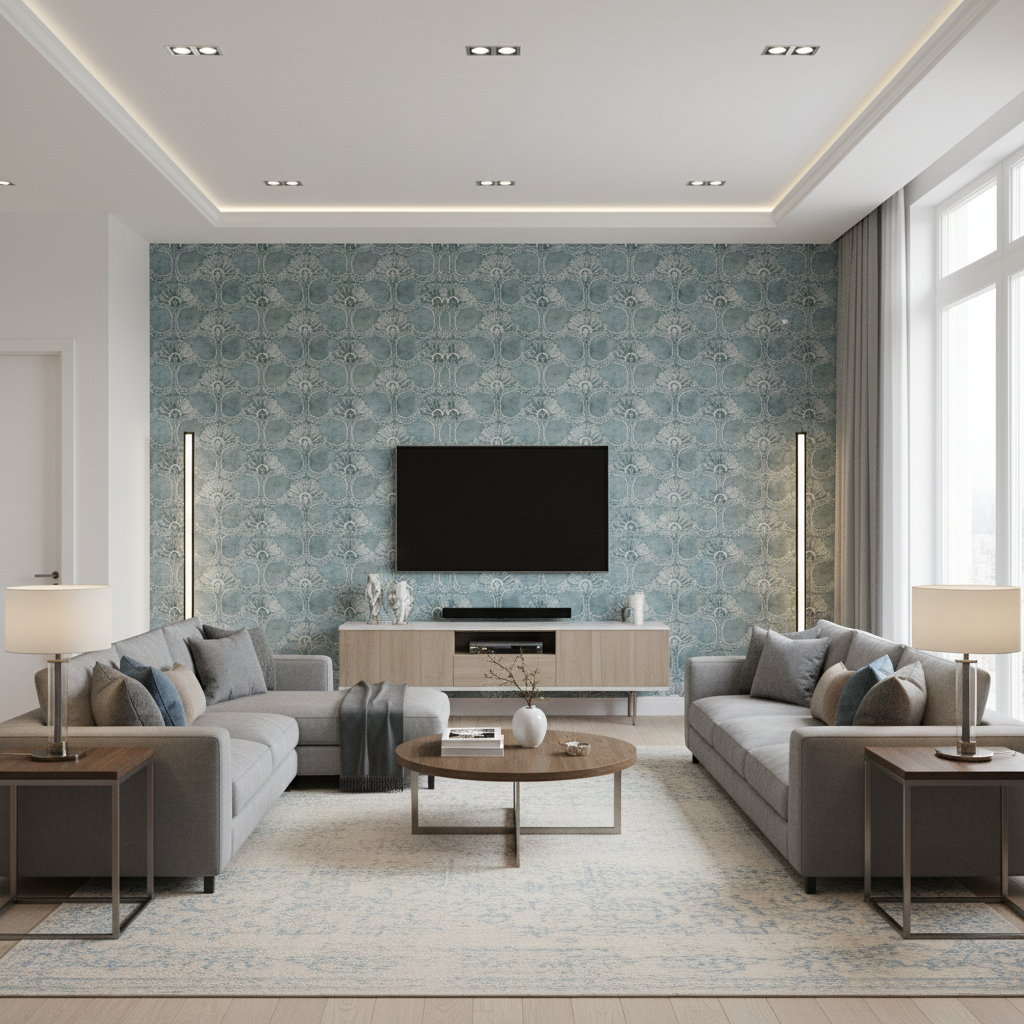 Odessa steel blue — Living Room Room Setting