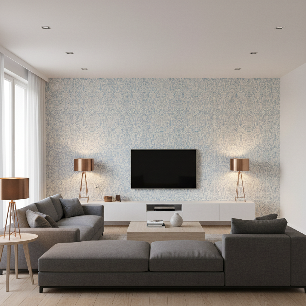 Drayton Print Aegean — Living Room Room Setting