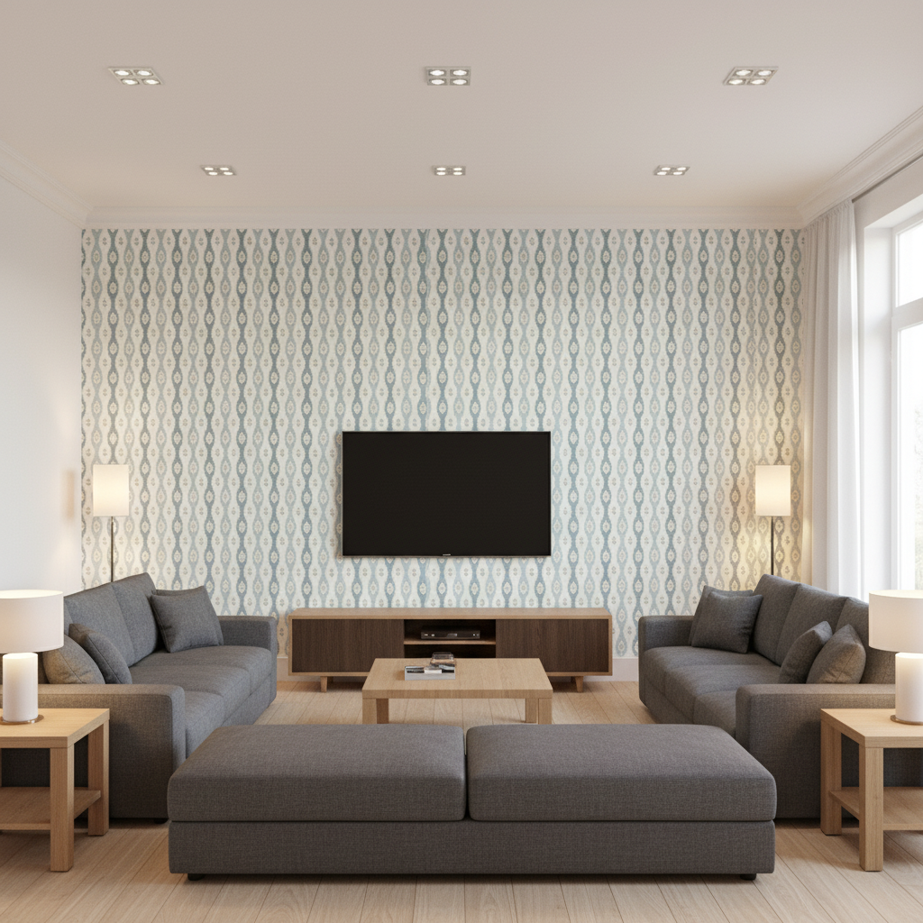 Elba Print Chambray — Living Room Room Setting