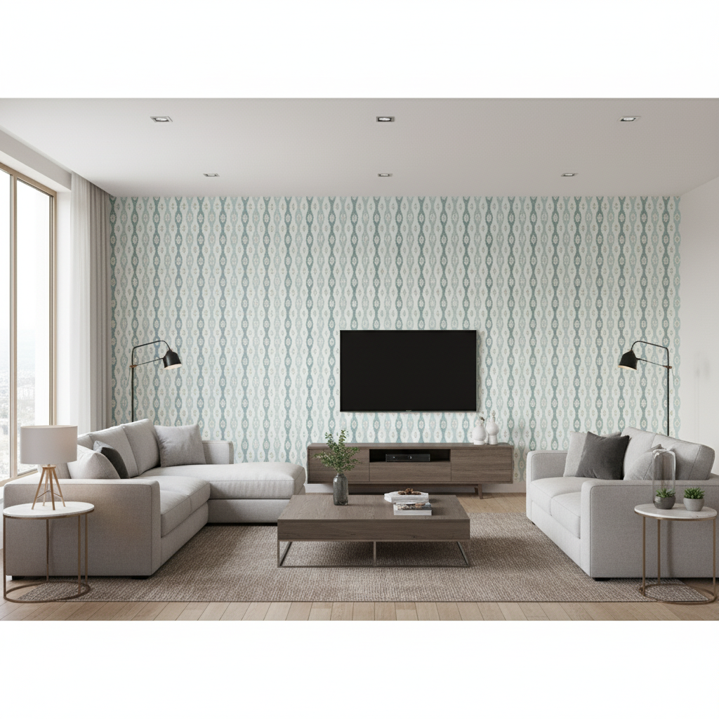 Elba Print Chambray — Living Room Room Setting