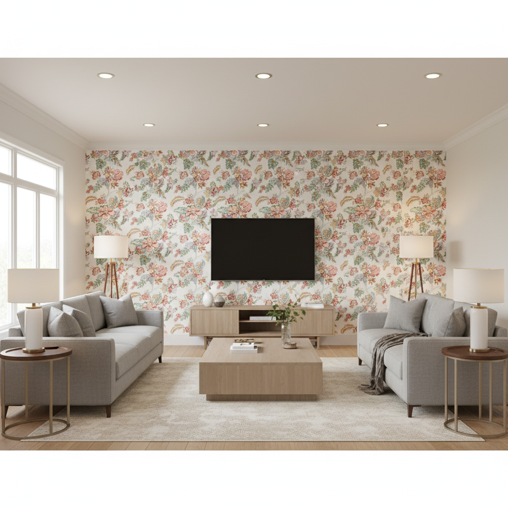 Augustine Print Multi — Living Room Room Setting