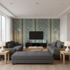 Bongol Print Aqua — Living Room Room Setting