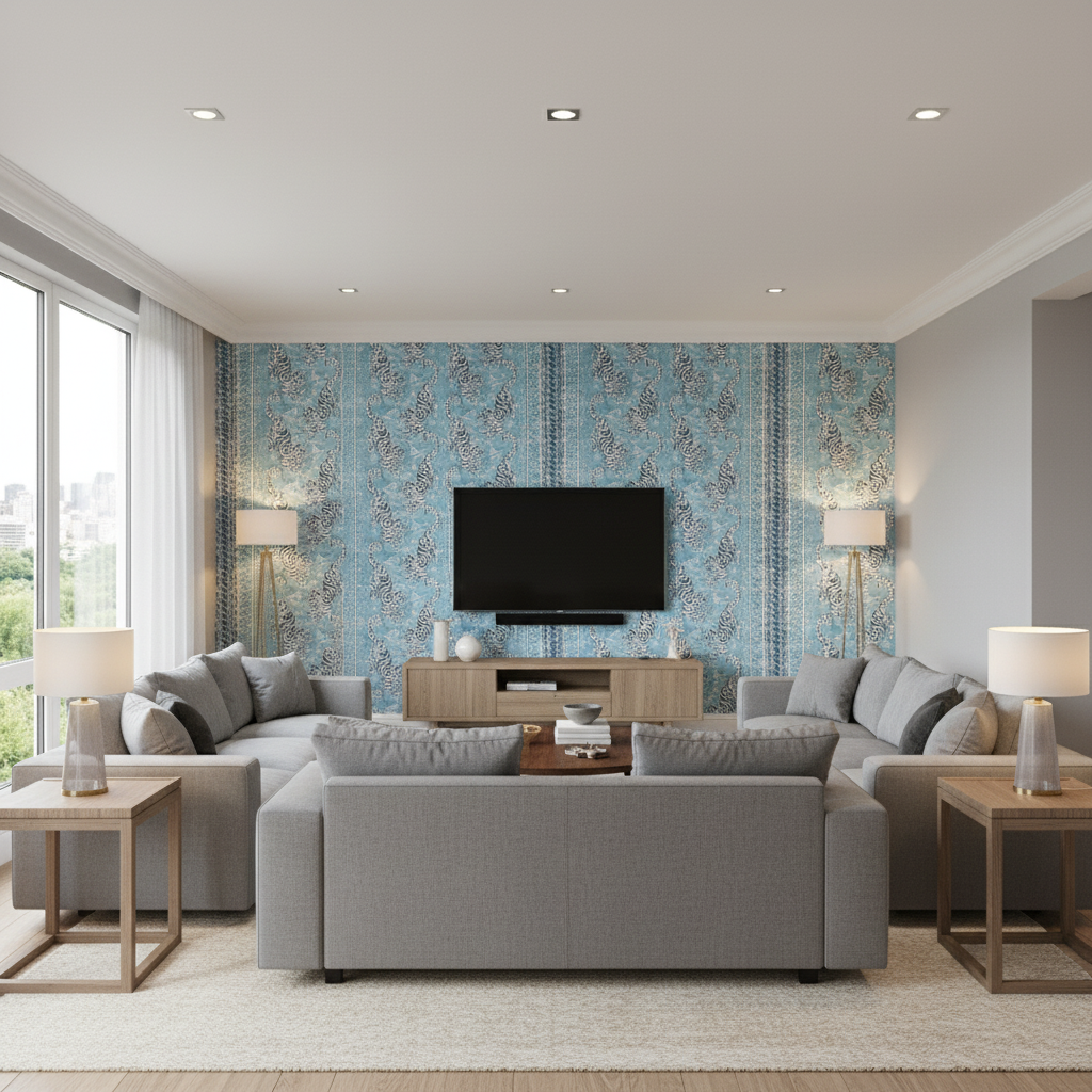 Bongol Print Sky — Living Room Room Setting