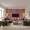 Bongol Print Poppy — Living Room Room Setting