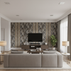 Bongol Print Charcoal — Living Room Room Setting