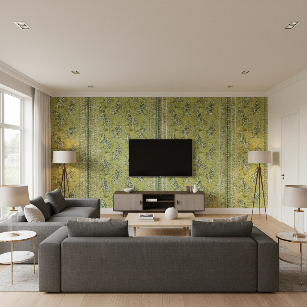 Bongol Print Kiwi — Living Room Room Setting