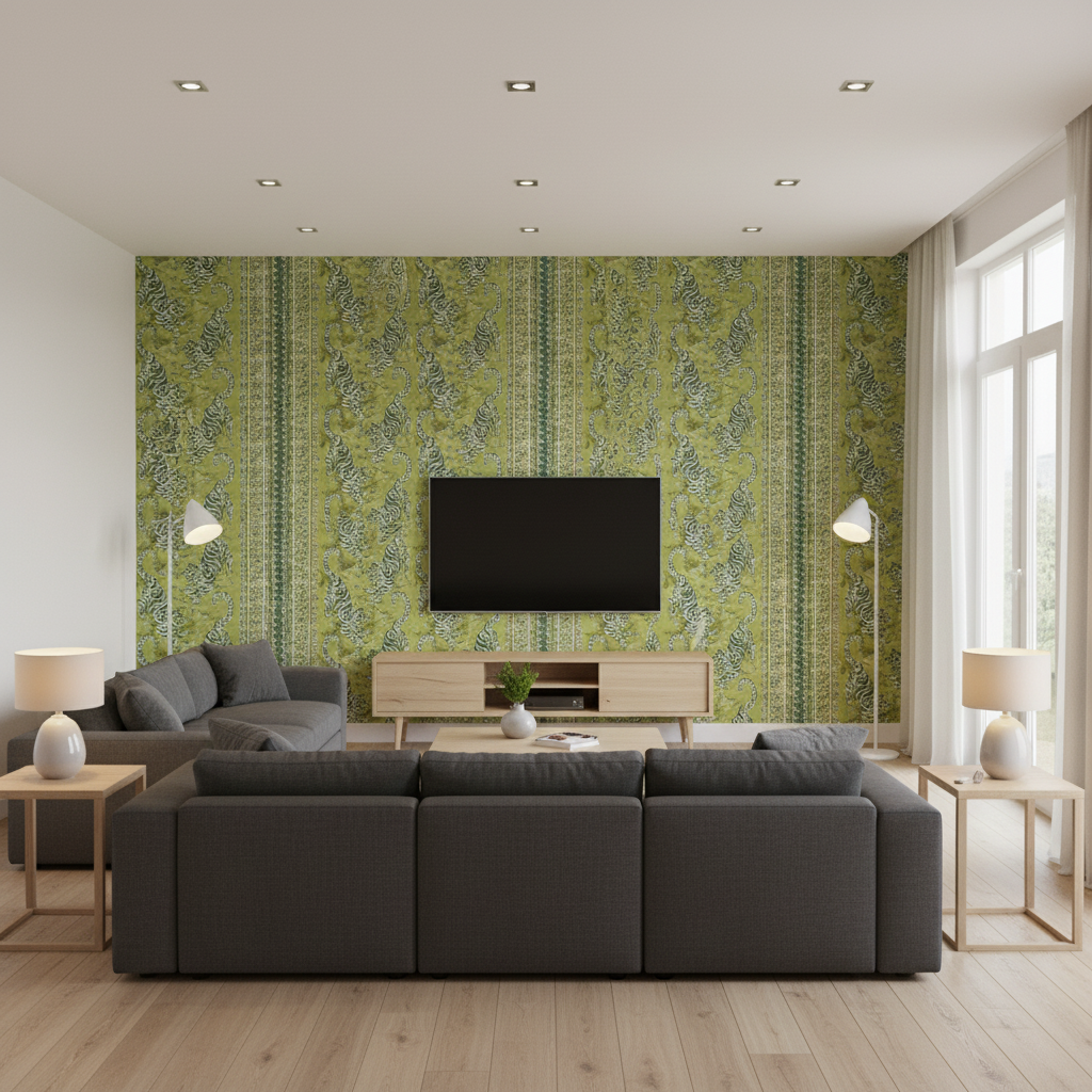 Bongol Print Kiwi — Living Room Room Setting
