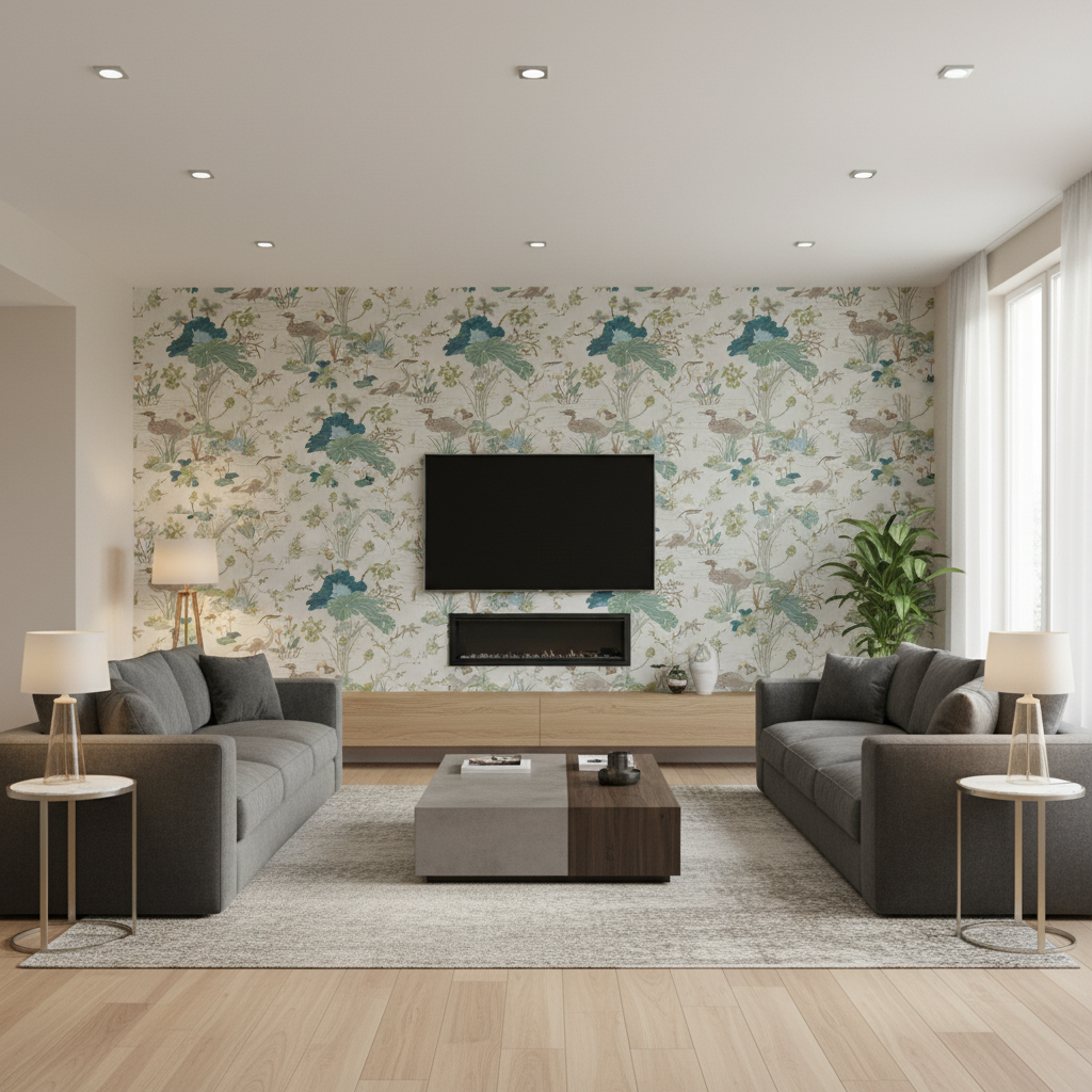 Luzon Print Jade — Living Room Room Setting