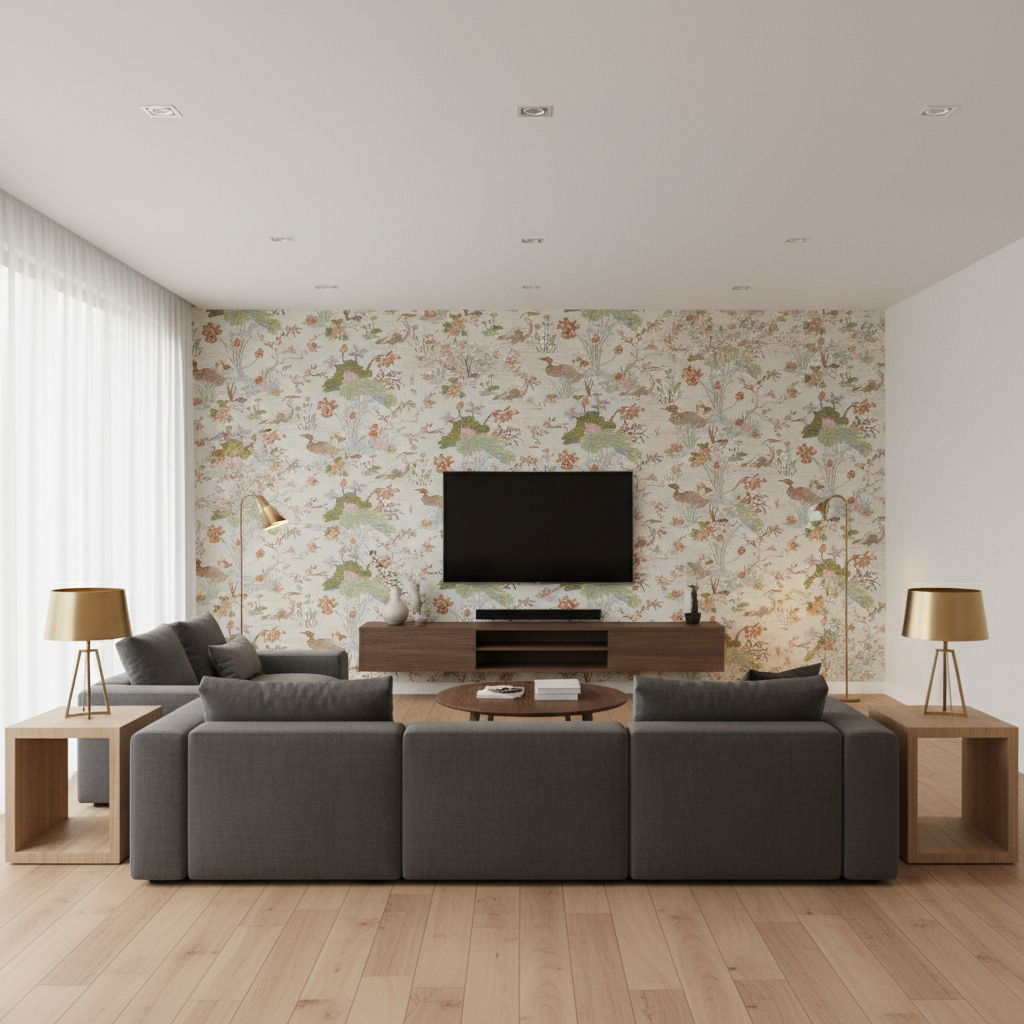 Luzon Print Apricot — Living Room Room Setting