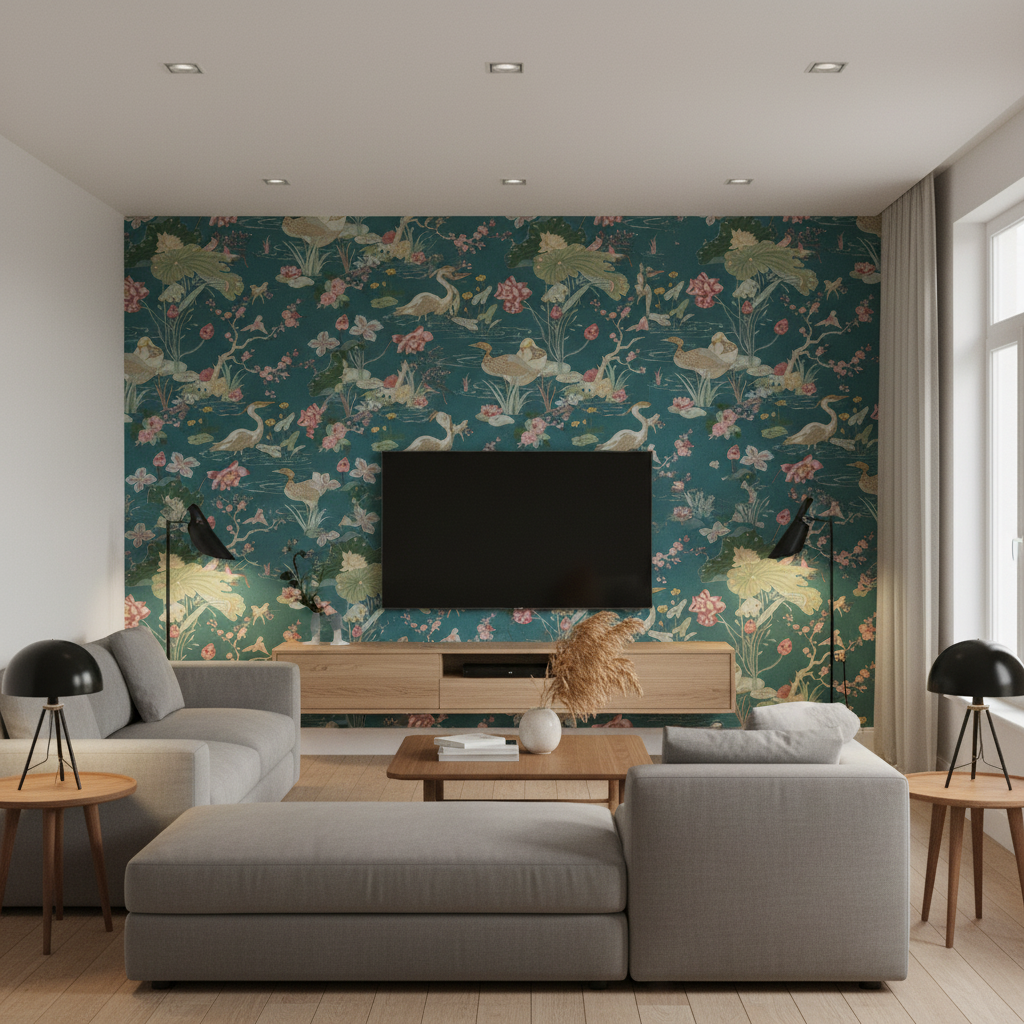 Luzon Print Lagoon — Living Room Room Setting