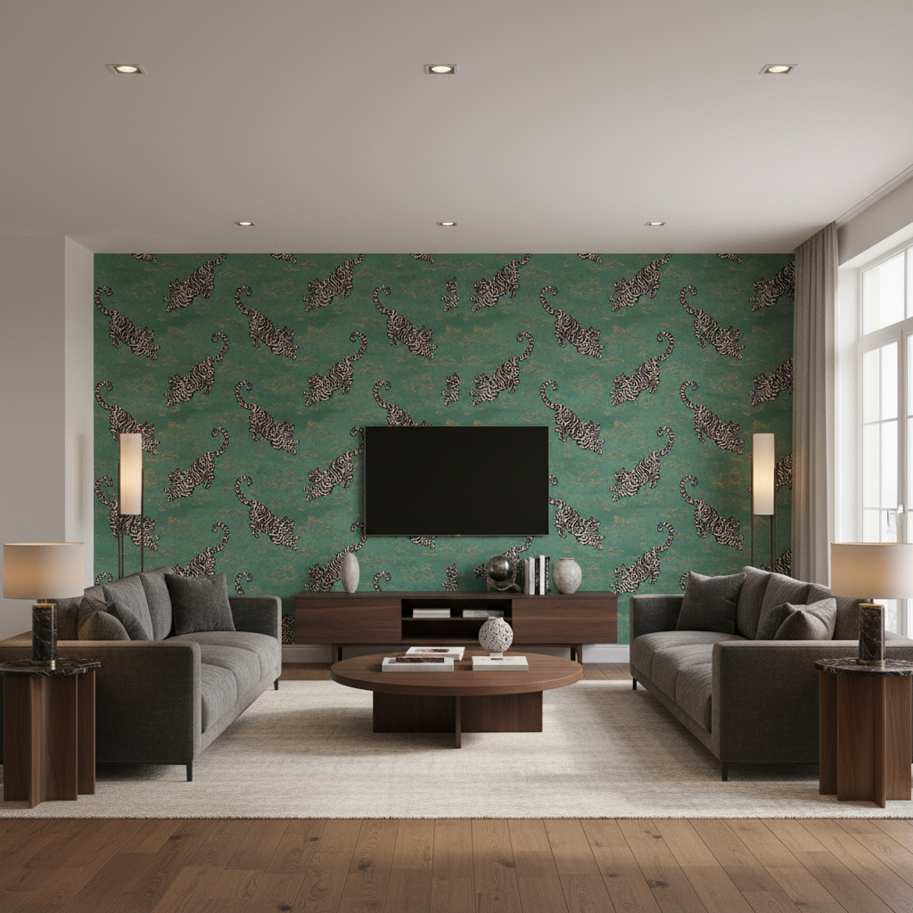 Bongol Velvet Jade — Living Room Room Setting