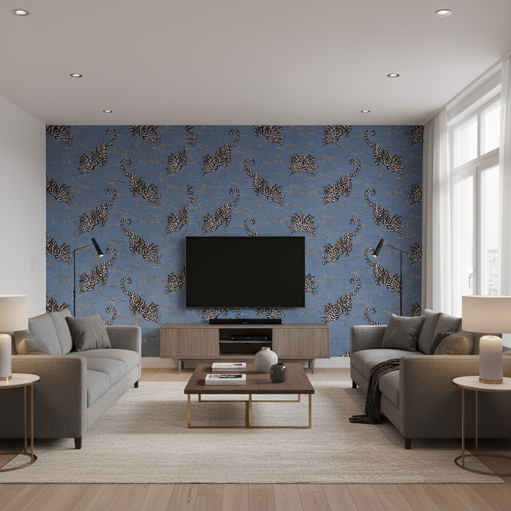 Bongol Velvet Sapphire — Living Room Room Setting