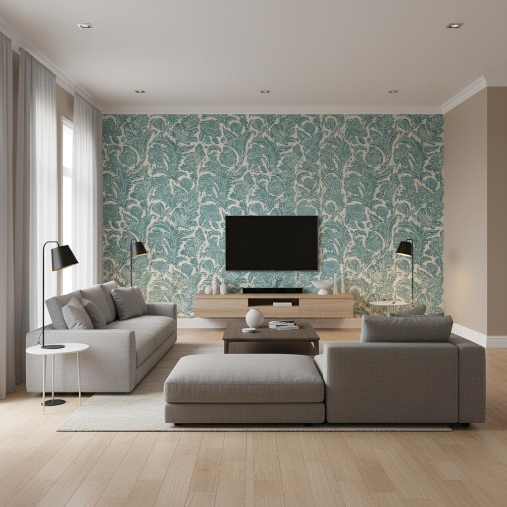 Marion Print Aegean — Living Room Room Setting