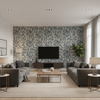 Marion Print Indigo — Living Room Room Setting