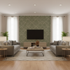 Acanthus Damask Loden — Living Room Room Setting