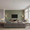 Acanthus Damask Loden — Living Room Room Setting