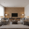 Acanthus Damask Tea — Living Room Room Setting