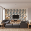 Benday Print Denim/Berry — Living Room Room Setting