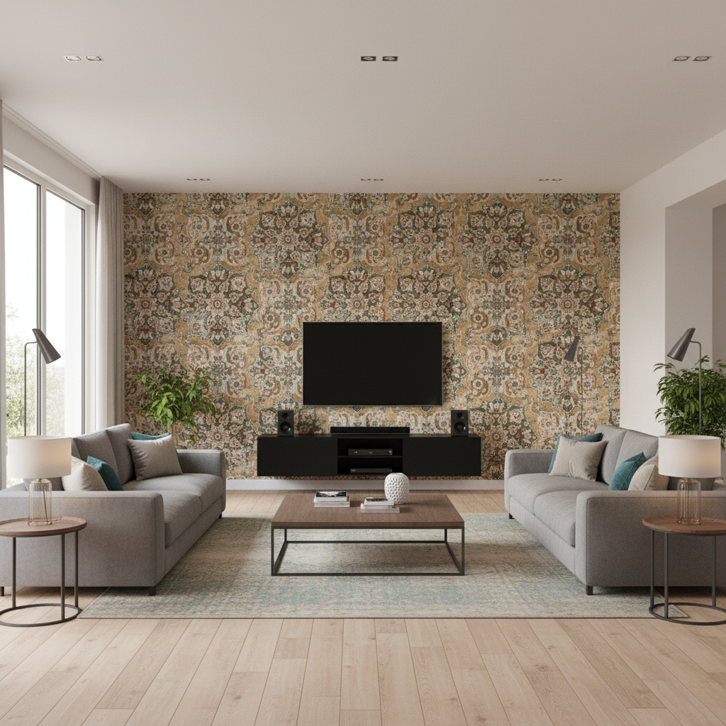 Granada Print Bronze — Living Room Room Setting