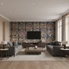 Granada Print Denim — Living Room Room Setting