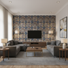 Granada Print Denim — Living Room Room Setting