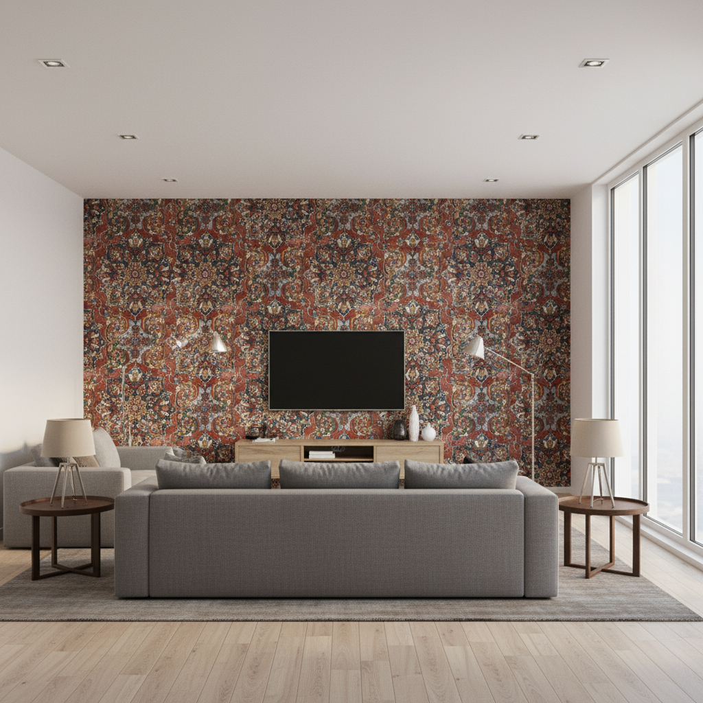 Granada Print Ruby — Living Room Room Setting