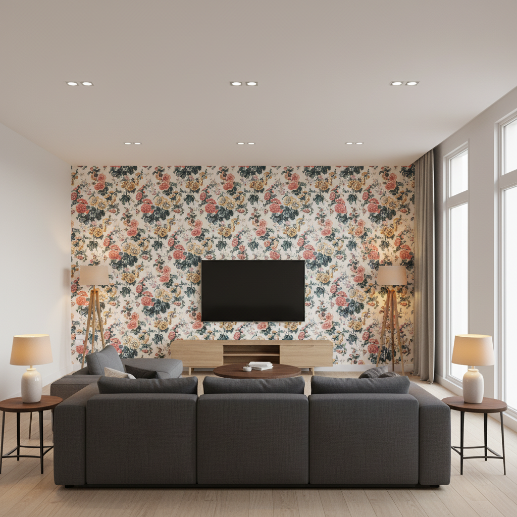 Upton Cotton Tea/Rose — Living Room Room Setting