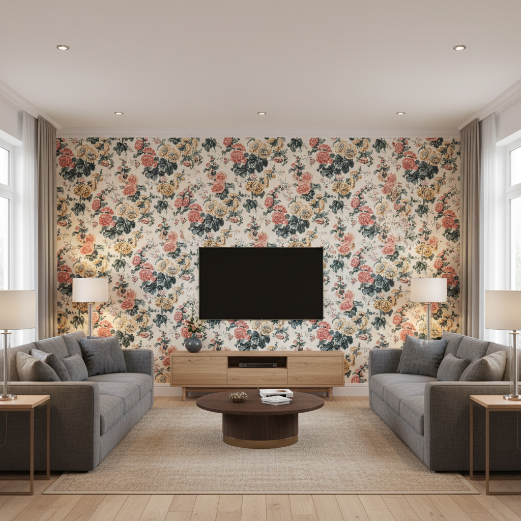 Upton Cotton Tea/Rose — Living Room Room Setting