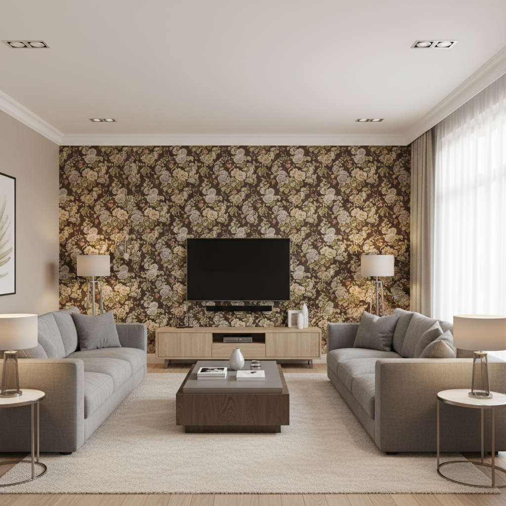 Upton Cotton Java/Moss — Living Room Room Setting