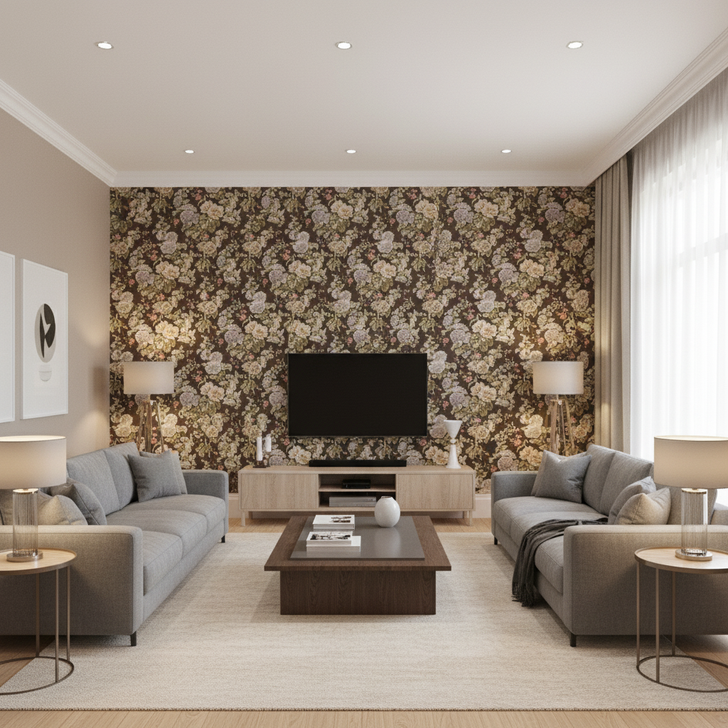 Upton Cotton Java/Moss — Living Room Room Setting
