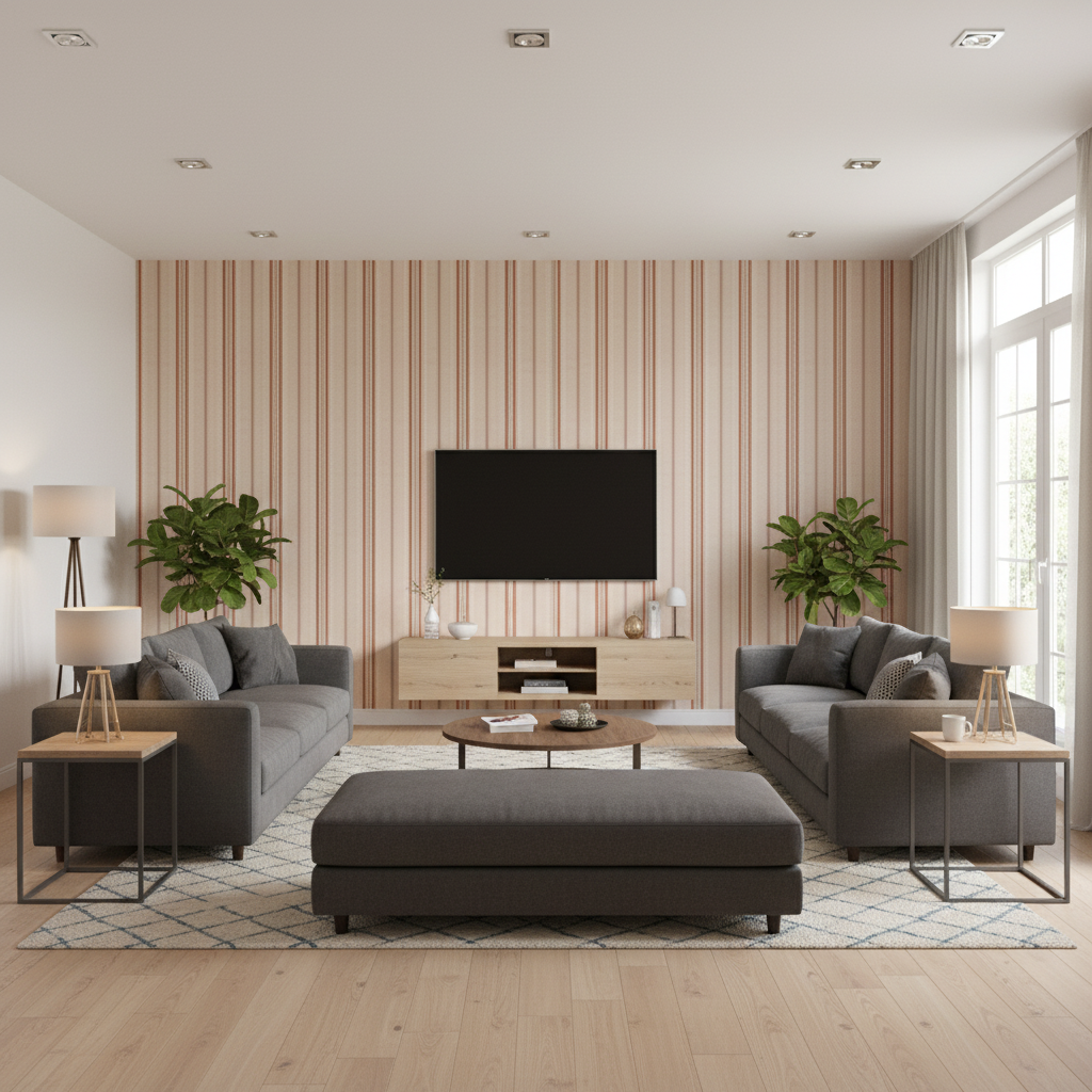 Nautique Emb Rust/Blue — Living Room Room Setting