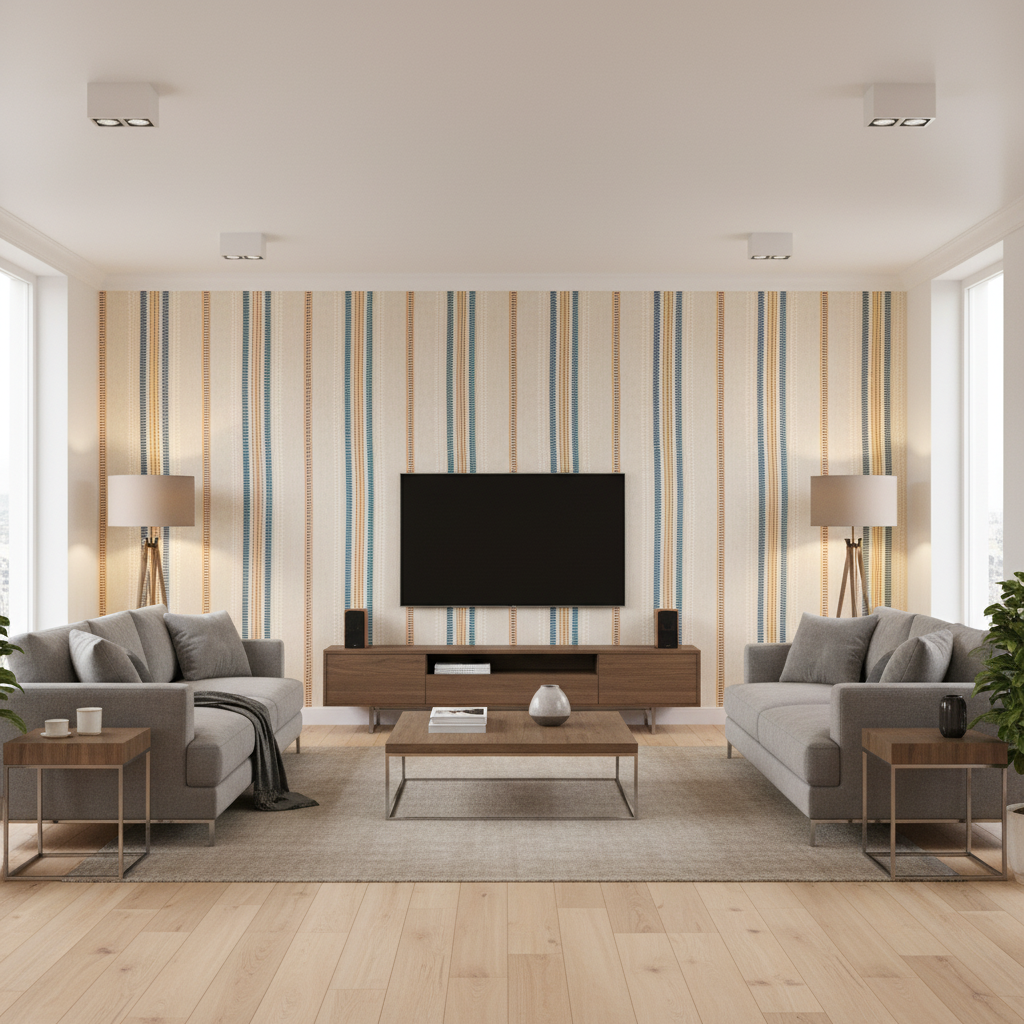 Nautique Emb Denim/Gold — Living Room Room Setting