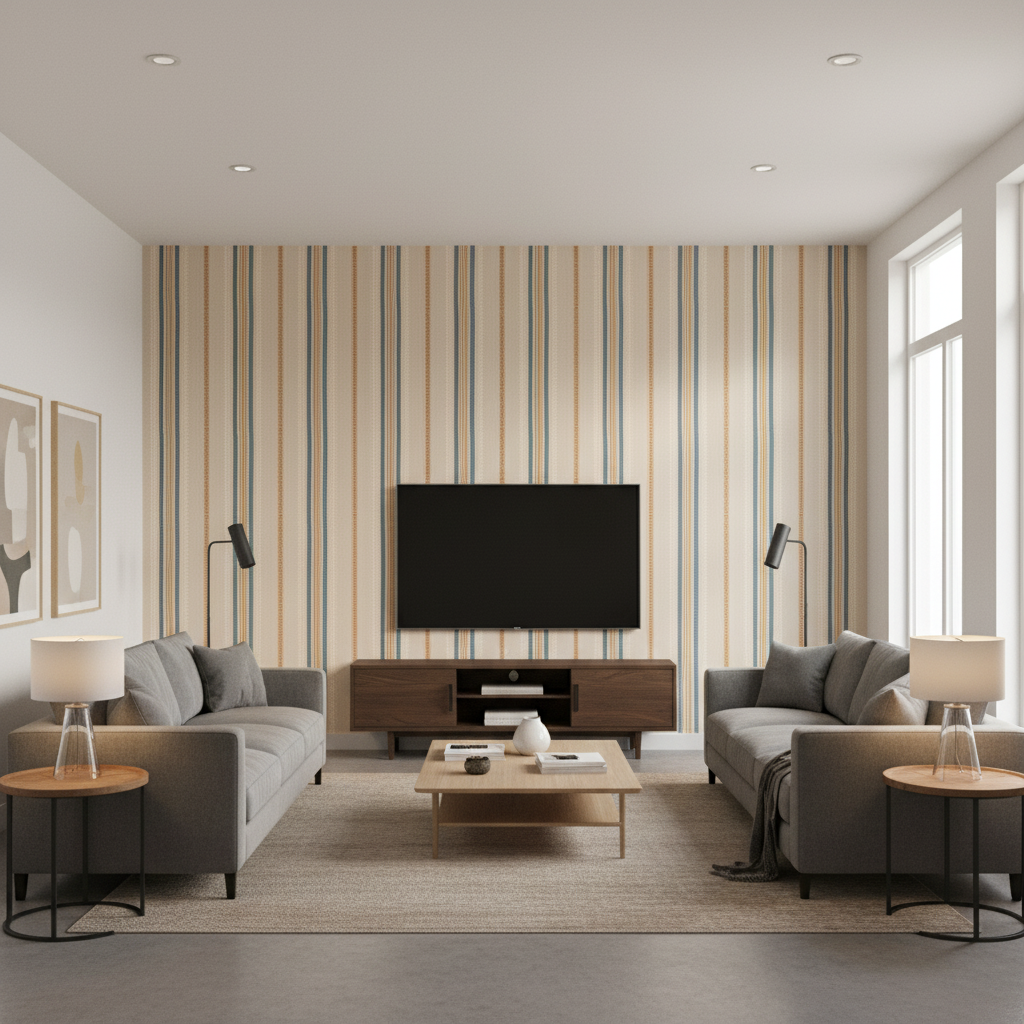 Nautique Emb Denim/Gold — Living Room Room Setting