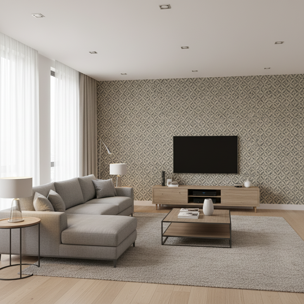 Triana Weave Denim — Living Room Room Setting