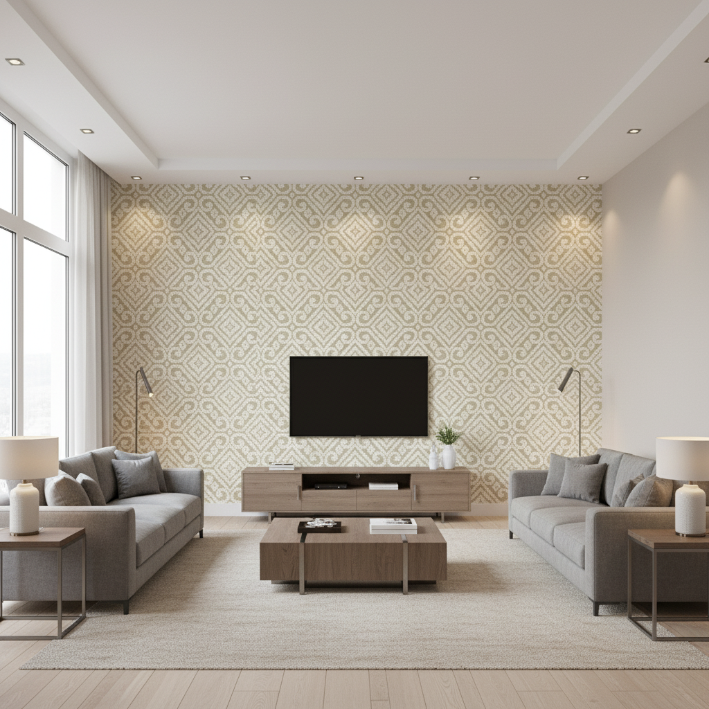 Prado Weave Moss — Living Room Room Setting