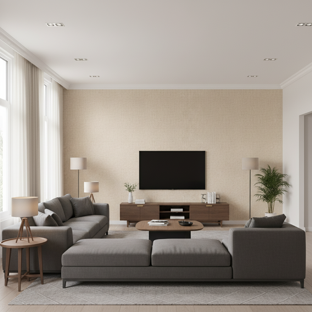 Alfaro Weave Sand — Living Room Room Setting