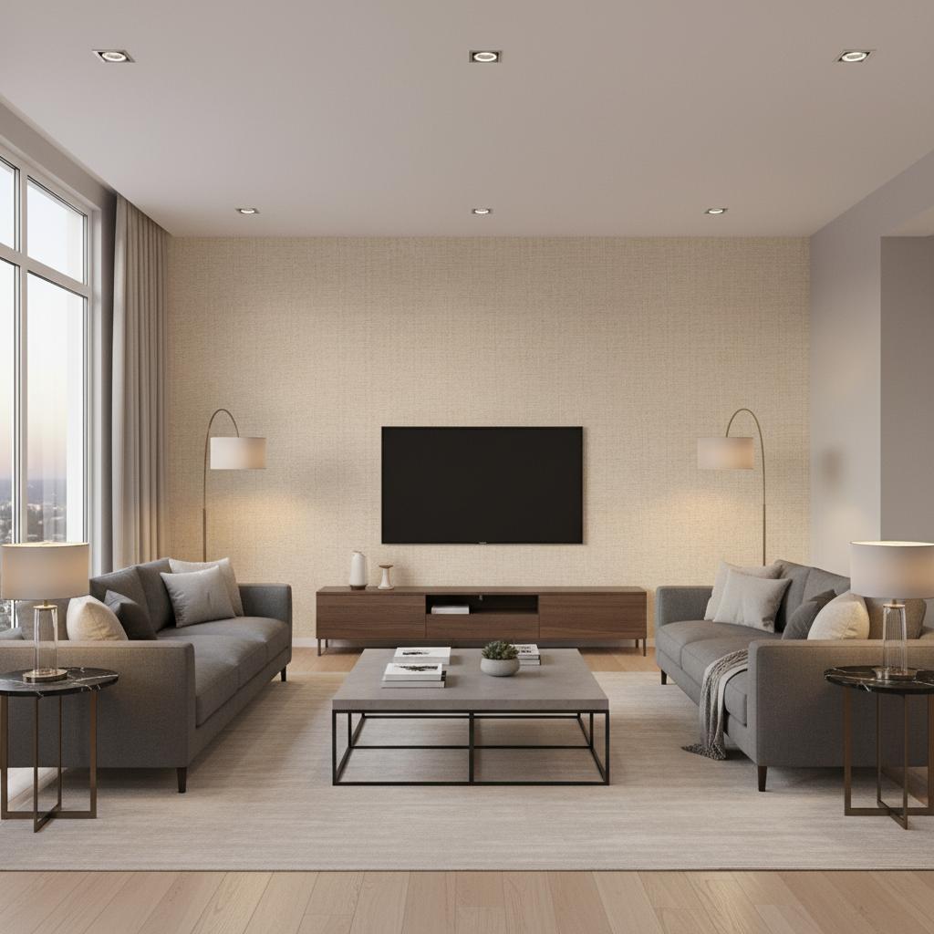 Alfaro Weave Sand — Living Room Room Setting