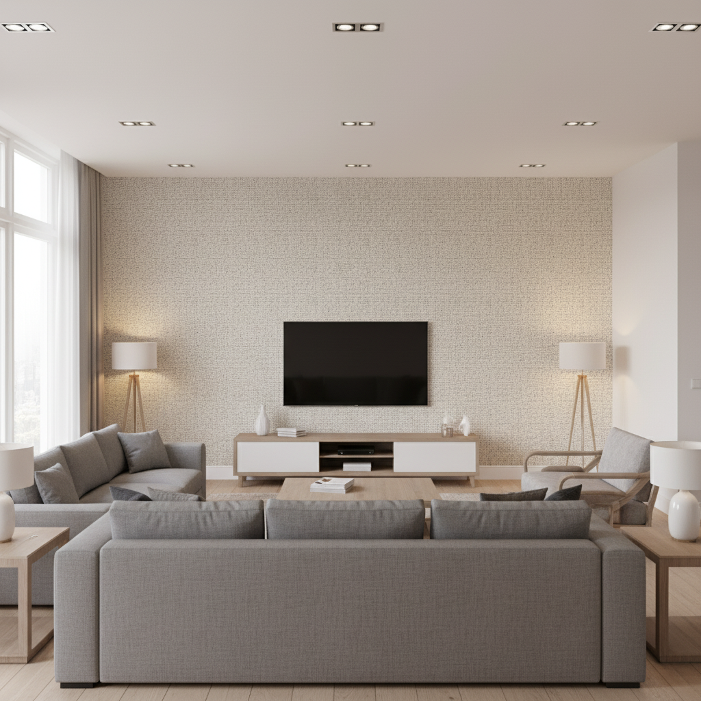 Alfaro Weave Denim — Living Room Room Setting