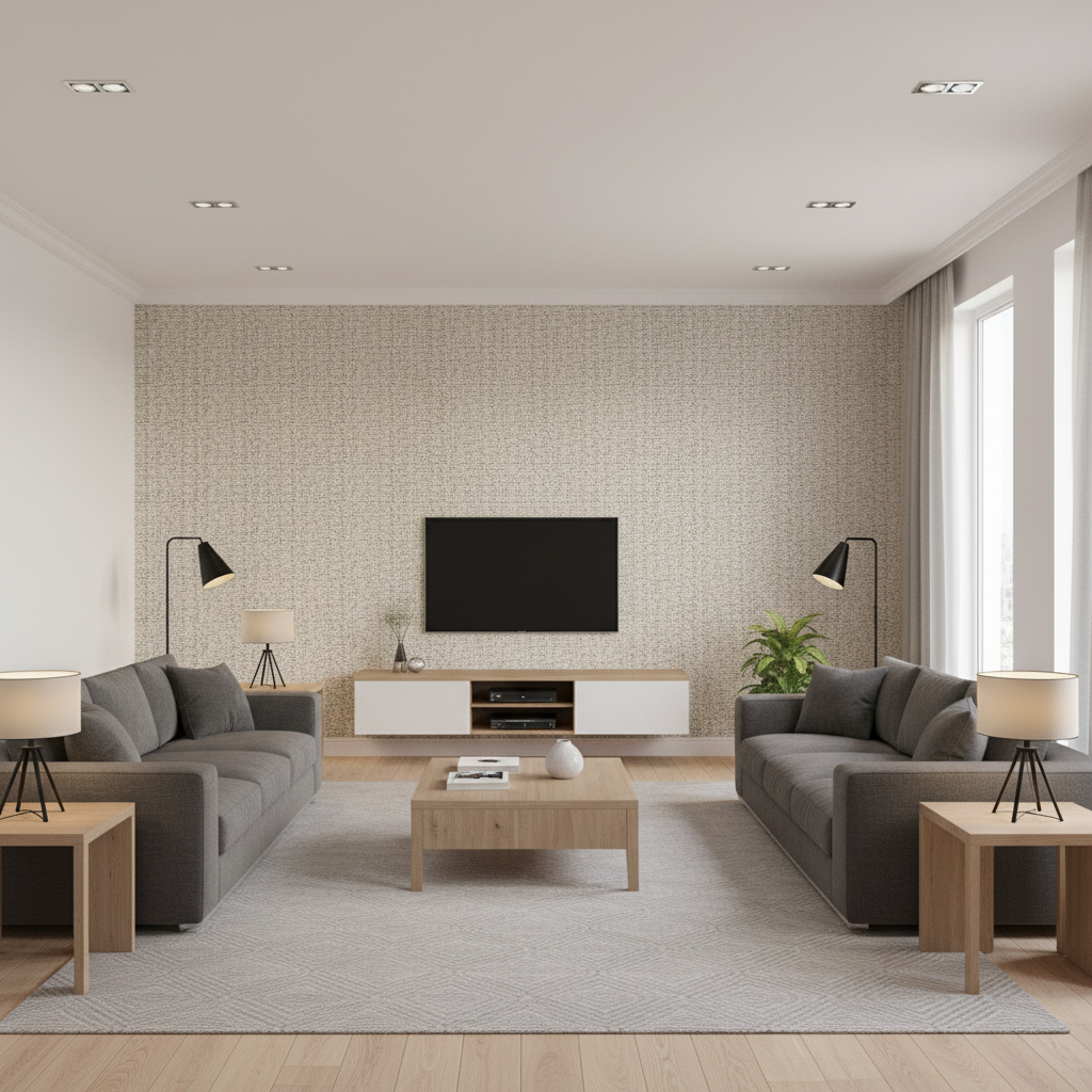 Alfaro Weave Denim — Living Room Room Setting