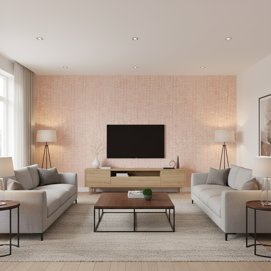 Alfaro Weave Blush — Living Room Room Setting