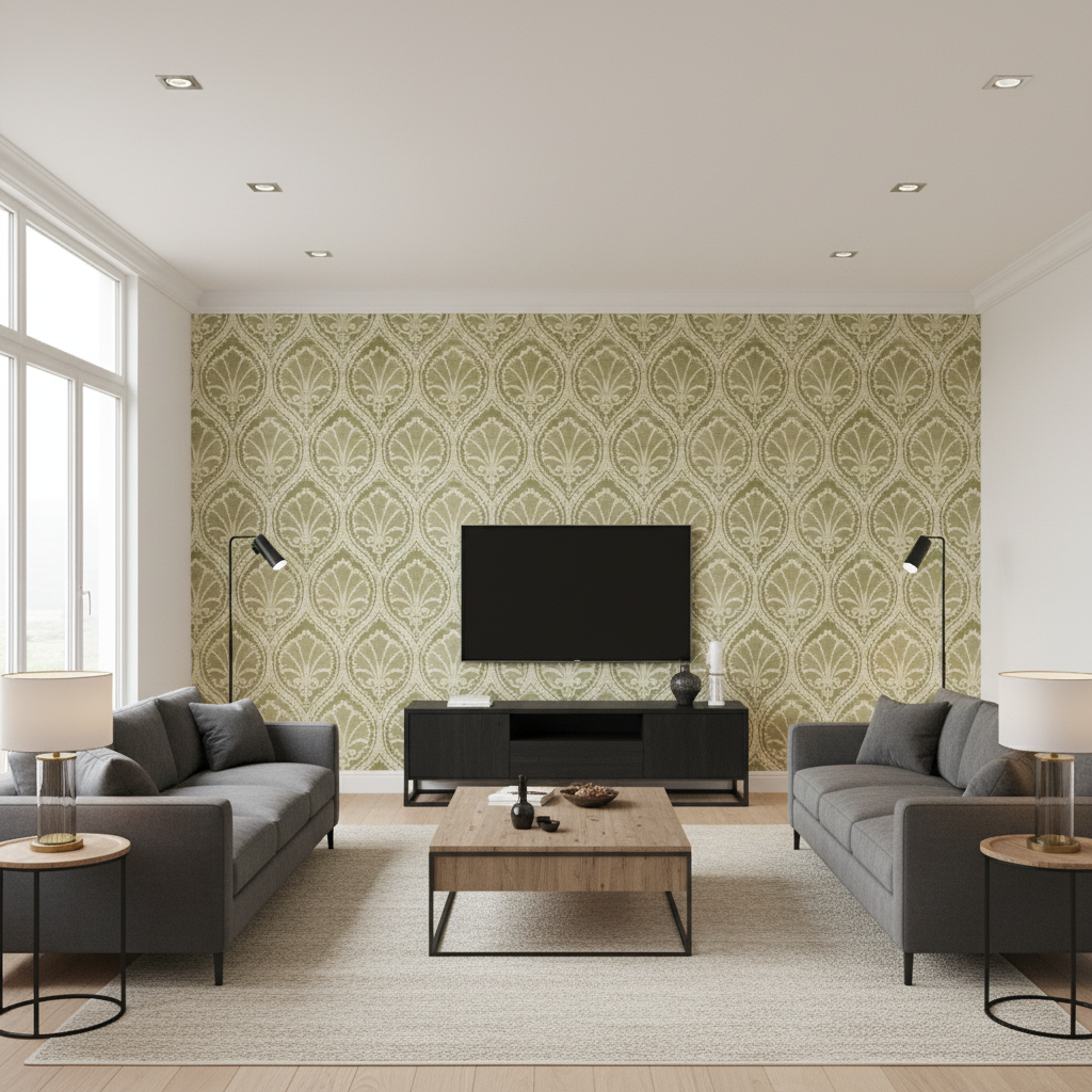Seville Weave Celadon/Moss — Living Room Room Setting