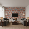 Seville Weave Denim/Brick — Living Room Room Setting