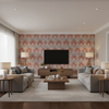 Seville Weave Denim/Brick — Living Room Room Setting
