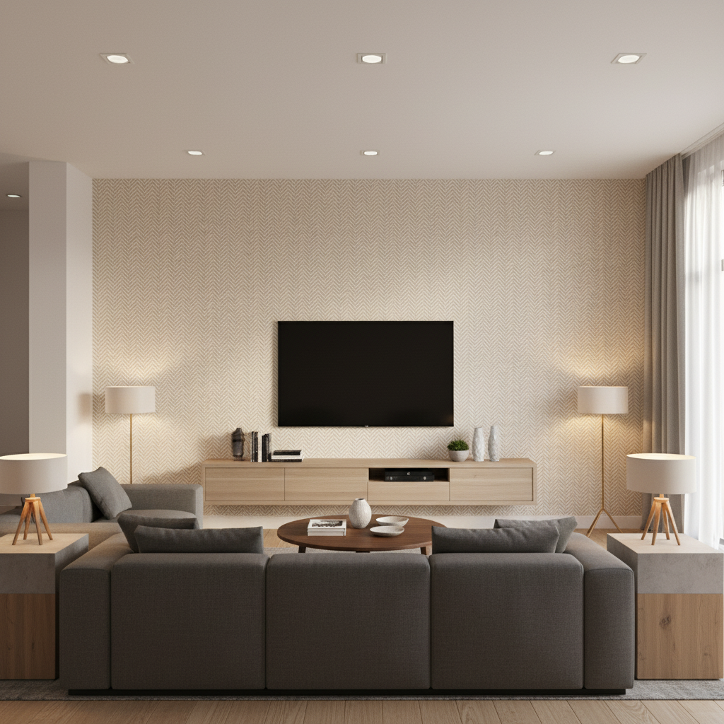 Leon Weave Sand — Living Room Room Setting