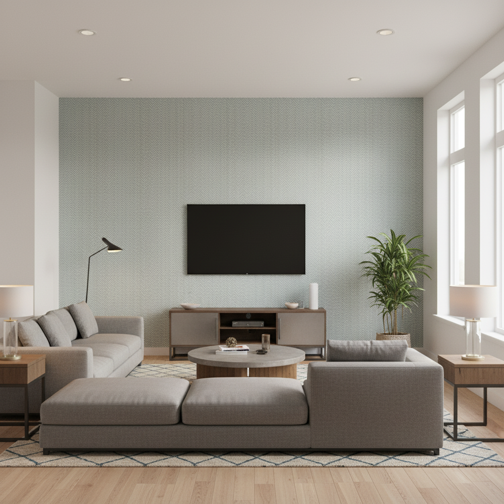 Leon Weave Aqua — Living Room Room Setting